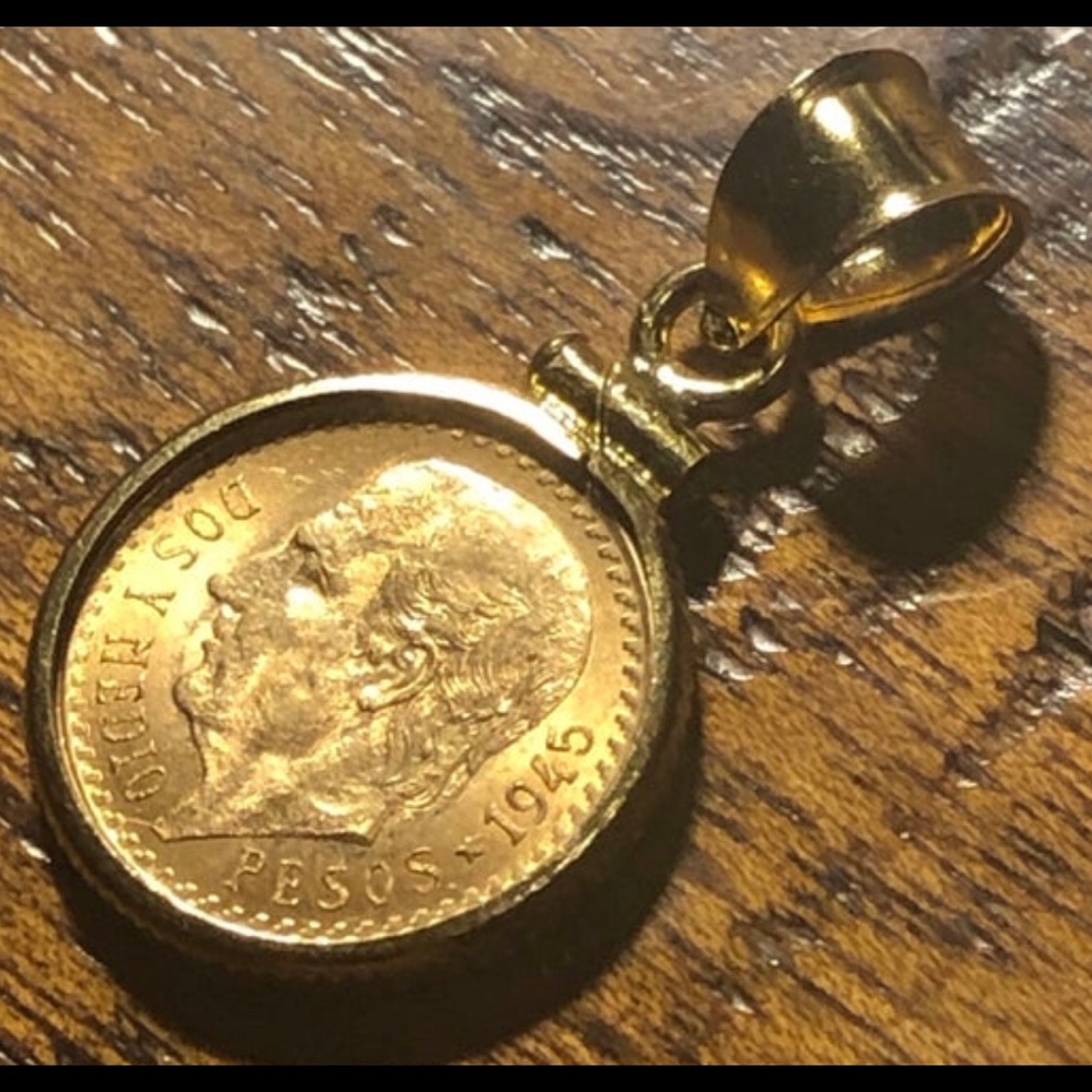 22K Fine Gold Coin in 14K GF Bezel Pendant (A800)